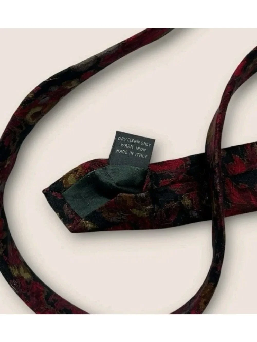 ERMENEGILDO ZEGNA Silk Tie ITALY Black Burgundy Beige Floral W:3.5